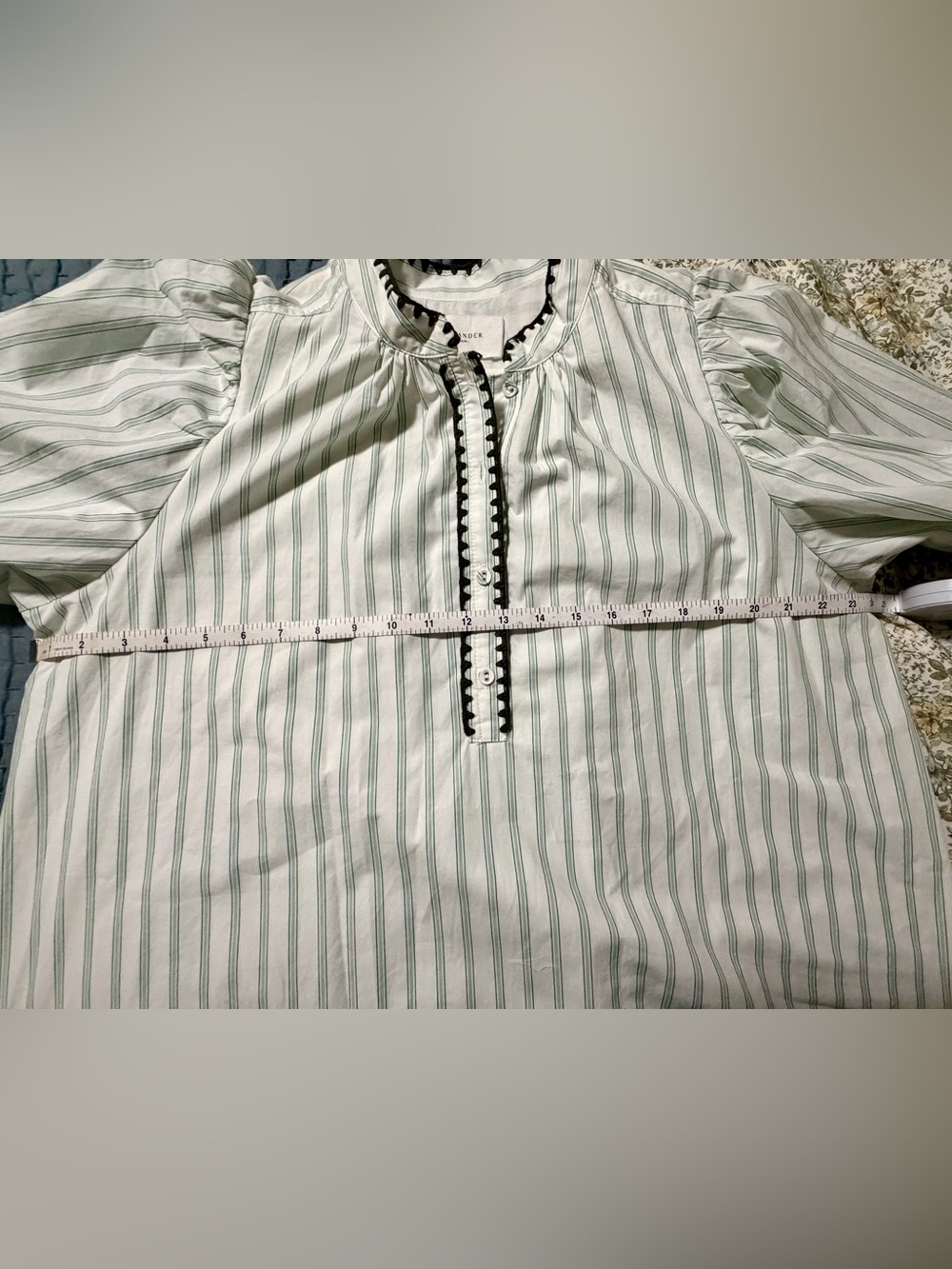 Pomander Place Cream Stripe Midi Dress with Black Trim NWT - Picture 8 of 8